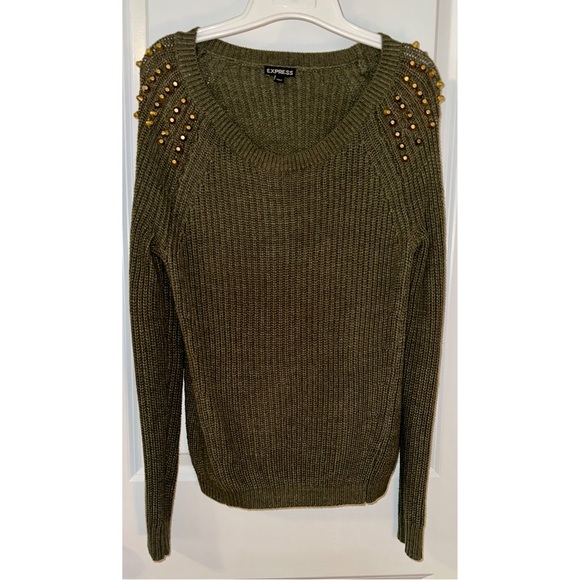 Express Green Studded Sweater Size: XS - Picture 1 of 9